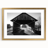 Elegant landscape barn frame featuring a gold mat, showcasing a rustic aesthetic. Perfect for enhancing home decor with a touch of sophistication.