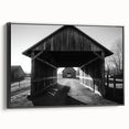 Black-framed landscape canvas featuring a serene barn scene, highlighting rustic charm and natural beauty, ideal for home decor or farmhouse aesthetics.