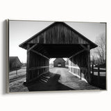 Landscape barn-framed canvas artwork showcasing a silver side view, highlighting intricate details and textures. Perfect for home decor enthusiasts.