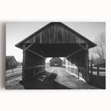 Stretched canvas showcasing a vibrant landscape barn scene, featuring rich colors and intricate details, ideal for enhancing home decor with rustic charm.