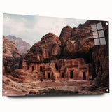 Acrylic landscape art featuring vibrant canyons in warm hues, displayed in a side view with pins, ideal for enhancing modern home decor.