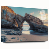 Acrylic display of a serene countryside landscape in vibrant colors, viewed from the side, showcasing the artwork’s details and depth, ideal for home décor.