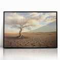 Framed acrylic artwork showcasing a stunning desert landscape with vibrant colors, featuring a black frame that enhances the modern aesthetic of home decor. Ideal for art enthusiasts and interior design.