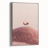 Framed canvas showcasing a vibrant landscape of rolling green fields, accented with a sleek silver frame, ideal for modern home decor. The artwork captures serene nature, adding a touch of elegance to any space.