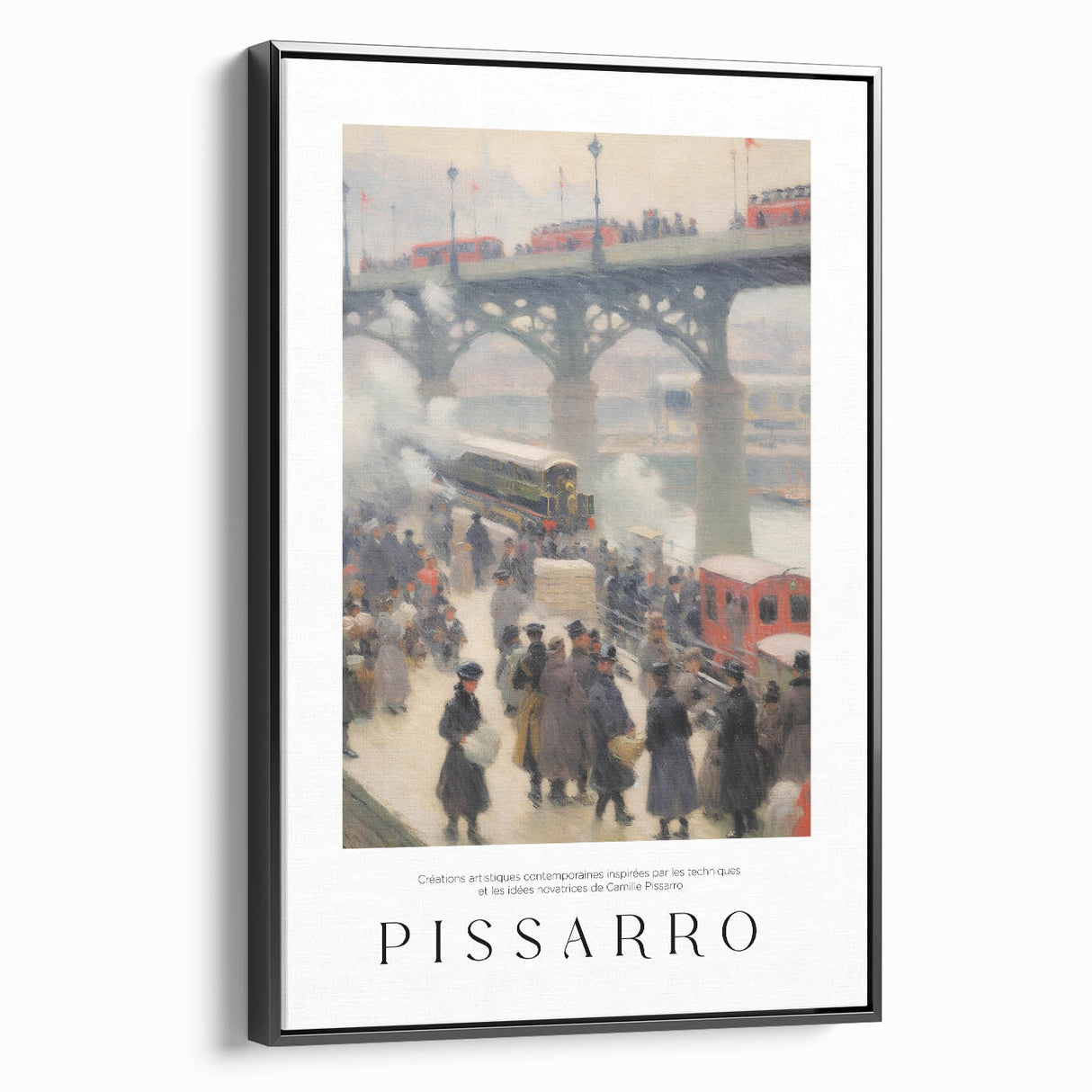 Black and white landscape painting of a vintage poster art on framed canvas, ideal for bedroom wall decor.