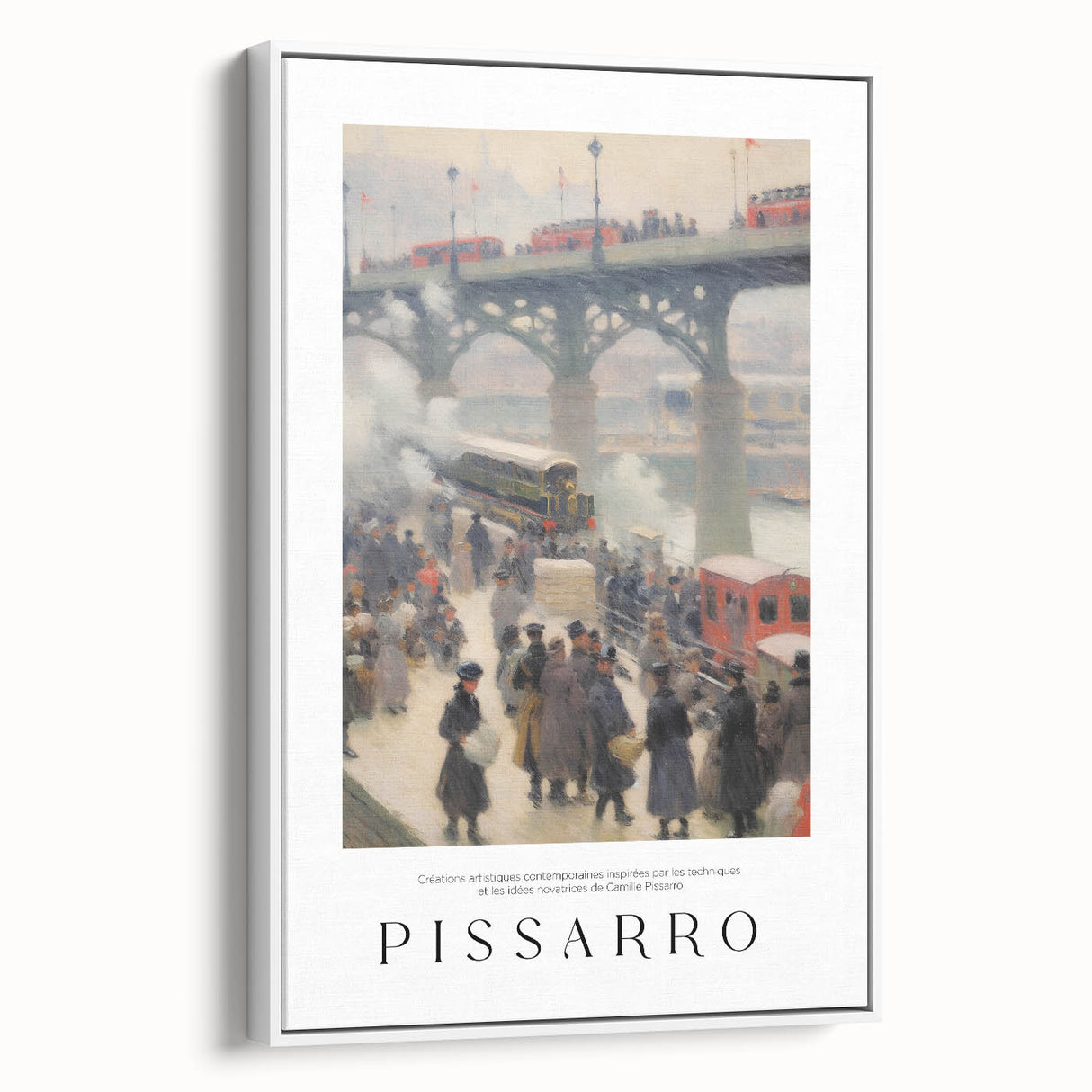 Vintage poster art featuring a colorful abstract design on a large framed canvas, suited for living room decor.