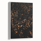Vintage poster art depicting a colorful fall scene on a large framed canvas, ideal for living room decor.
