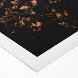 Art Deco poster featuring fall foliage in vibrant orange and red tones on a rolled canvas, suitable for dining room decor.