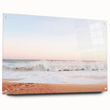 Large abstract wall art on acrylic glass depicting summer season themes in vibrant colors.