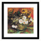 Extra large abstract art print featuring colorful, textured brushstrokes on a black framed canvas.
