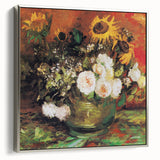 Side view of a framed canvas depicting Van Gogh-inspired landscape art with colorful brushstrokes.