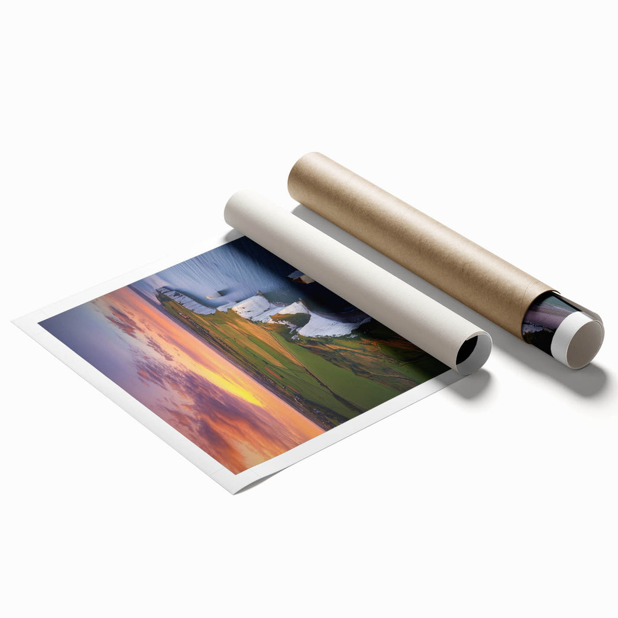 Vibrant rolled print of a stunning cliff landscape, showcasing dramatic rock formations and vivid colors, perfect for enhancing home decor with nature-inspired art.