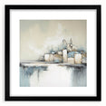 Abstract architectural wall art framed with a black mat, showcasing geometric shapes and lines, perfect for modern home decor or office aesthetics.