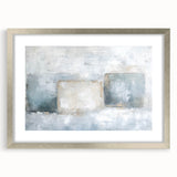 Abstract geometric silver frame with a mat, showcasing modern design elements, ideal for enhancing contemporary home decor and artwork presentation.