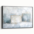 Framed abstract geometric canvas art in black, showcasing modern design with sharp lines and angles, ideal for contemporary home decor, viewed from the side.