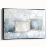 Framed abstract geometric canvas art in black, showcasing modern design with sharp lines and angles, ideal for contemporary home decor, viewed from the side.