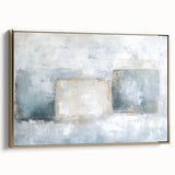 Framed abstract geometric canvas art in gold tones, showcasing modern design elements with a sleek side profile. Ideal for contemporary home decor.