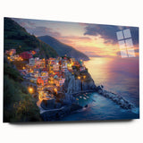 Vibrant acrylic landscape artwork depicting a serene countryside scene with rolling hills and lush greenery, designed for display in modern decor settings.
