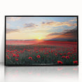 Framed acrylic landscape artwork showcasing vibrant green fields under a clear blue sky, presented in a sleek black frame, ideal for modern home decor.