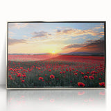Framed acrylic artwork showcasing a vibrant landscape with golden fields under a bright blue sky, perfect for enhancing home decor with a touch of nature.