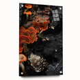 Large abstract wall art on acrylic glass featuring swirling blue and gray patterns.