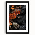 Extra large abstract art print featuring vibrant, textured swirls of color, framed with a mat, ideal for living room decor.