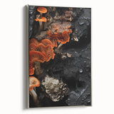 Landscape art painting on framed canvas, featuring a vintage poster style with a black and colorful art palette.