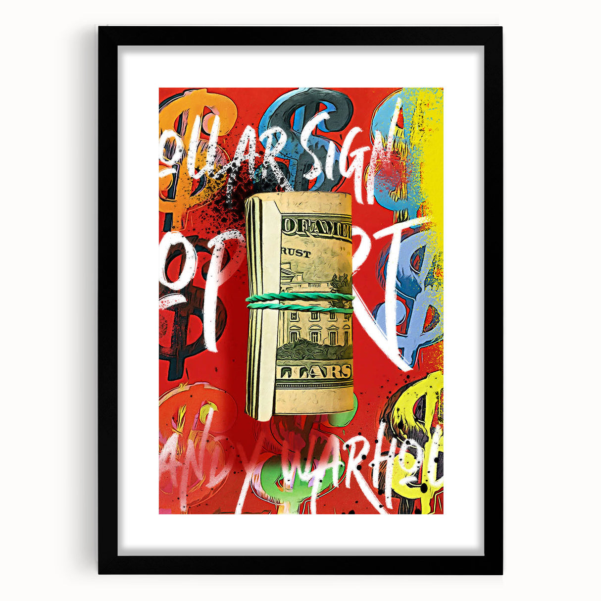 Bold Pop Art Wall Art - Dollar Sign Canvas with Red and Yellow