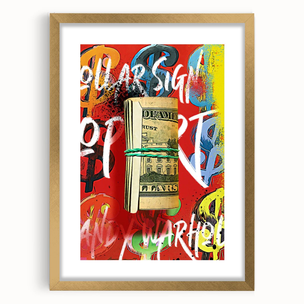 Bold Pop Art Wall Art - Dollar Sign Canvas with Red and Yellow