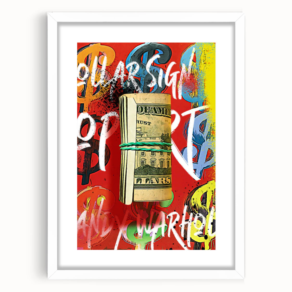 Bold Pop Art Wall Art - Dollar Sign Canvas with Red and Yellow