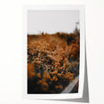 Art deco poster featuring autumnal tree in pastel orange and yellow shades on a rolled print, suitable for nursery wall art.