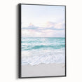 Black and white framed canvas featuring a vintage landscape painting, ideal for bedroom decor.
