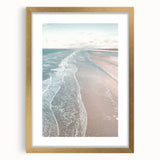 Extra large abstract art print with textured design in gold and white tones, framed, ideal for living room decor.