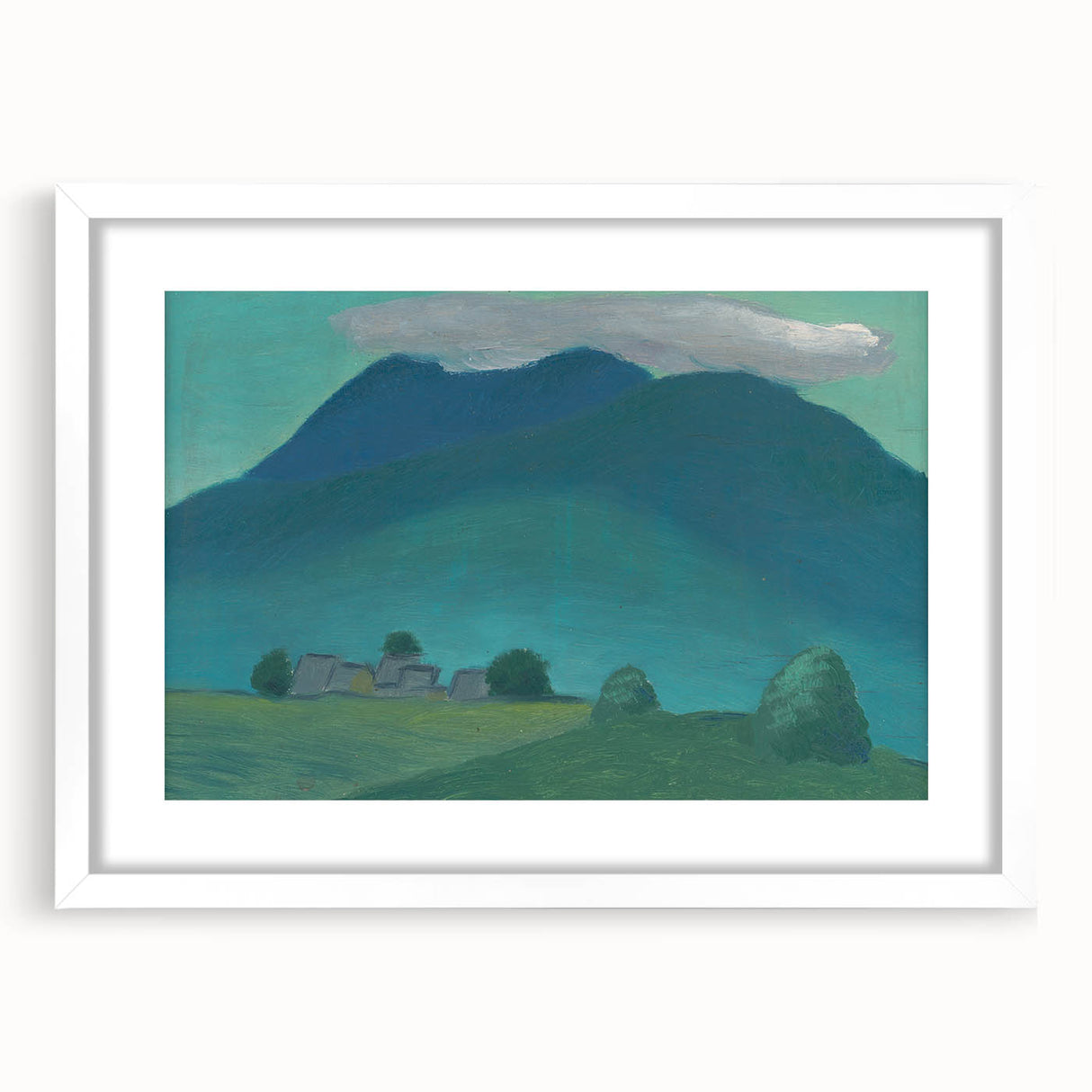 Modern Wall Art: Serene Landscape in Turquoise and Deep Blue Hues