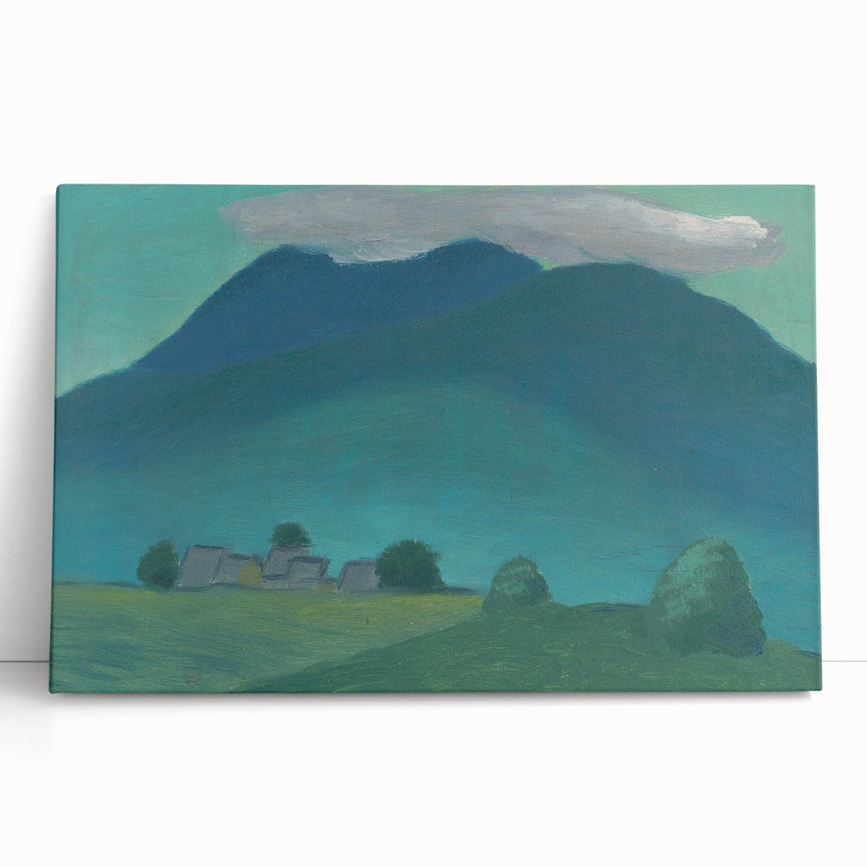 Modern Wall Art: Serene Landscape in Turquoise and Deep Blue Hues