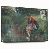 Impressionist Prints - Woman Bathing by Camille Pissarro Art
