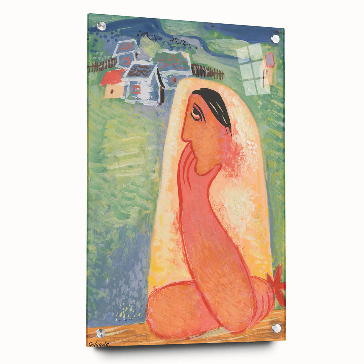 Modern Wall Art: Villager - Vibrant Folk-Inspired Portrait