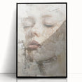 Framed abstract figurative wall art with a sleek black frame and acrylic finish, showcasing vibrant colors and dynamic shapes, perfect for modern decor.