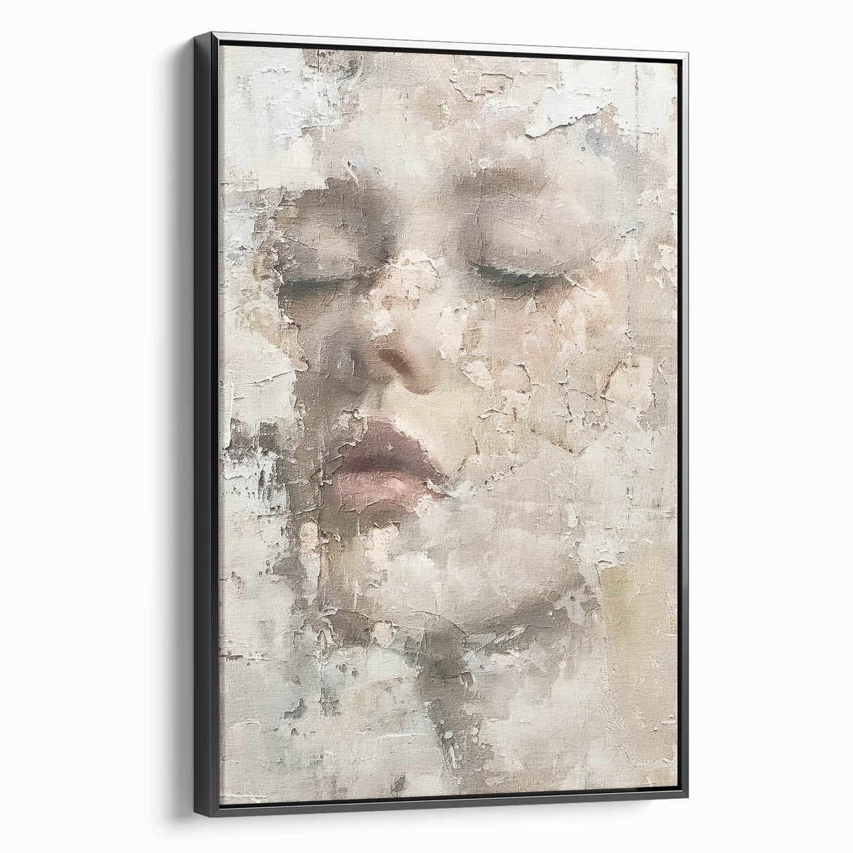 Framed abstract figurative wall art in black, showcasing a modern design with elegant lines and shapes, perfect for enhancing contemporary home decor.