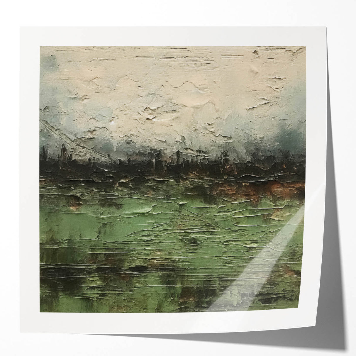 Abstract landscape wall art print showcasing vibrant colors and textured details, ideal for modern home decor. Features a glossy finish that enhances visual appeal.