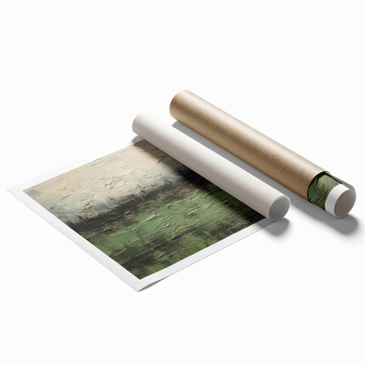 Abstract landscape wall art print showcasing vibrant colors and fluid shapes, rolled for easy shipping, perfect for modern home decor. Ideal for adding artistic flair to any room.