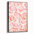 Black and white framed canvas featuring a vintage poster art style landscape of assorted fruits, ideal for bedroom decor.
