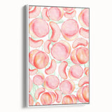 Vintage poster art of colorful fruits on extra large framed canvas, ideal for living room decor.