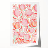 Rolled canvas print depicting a variety of vibrant, colorful fruits, ideal for art wall dining room decor.