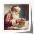 Holiday Decor Prints - Santa Wrapping Gifts Festive Canvas Art