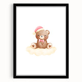 Girls Bedroom Art - Christmas Teddy Bear on Cloud Wall Decor