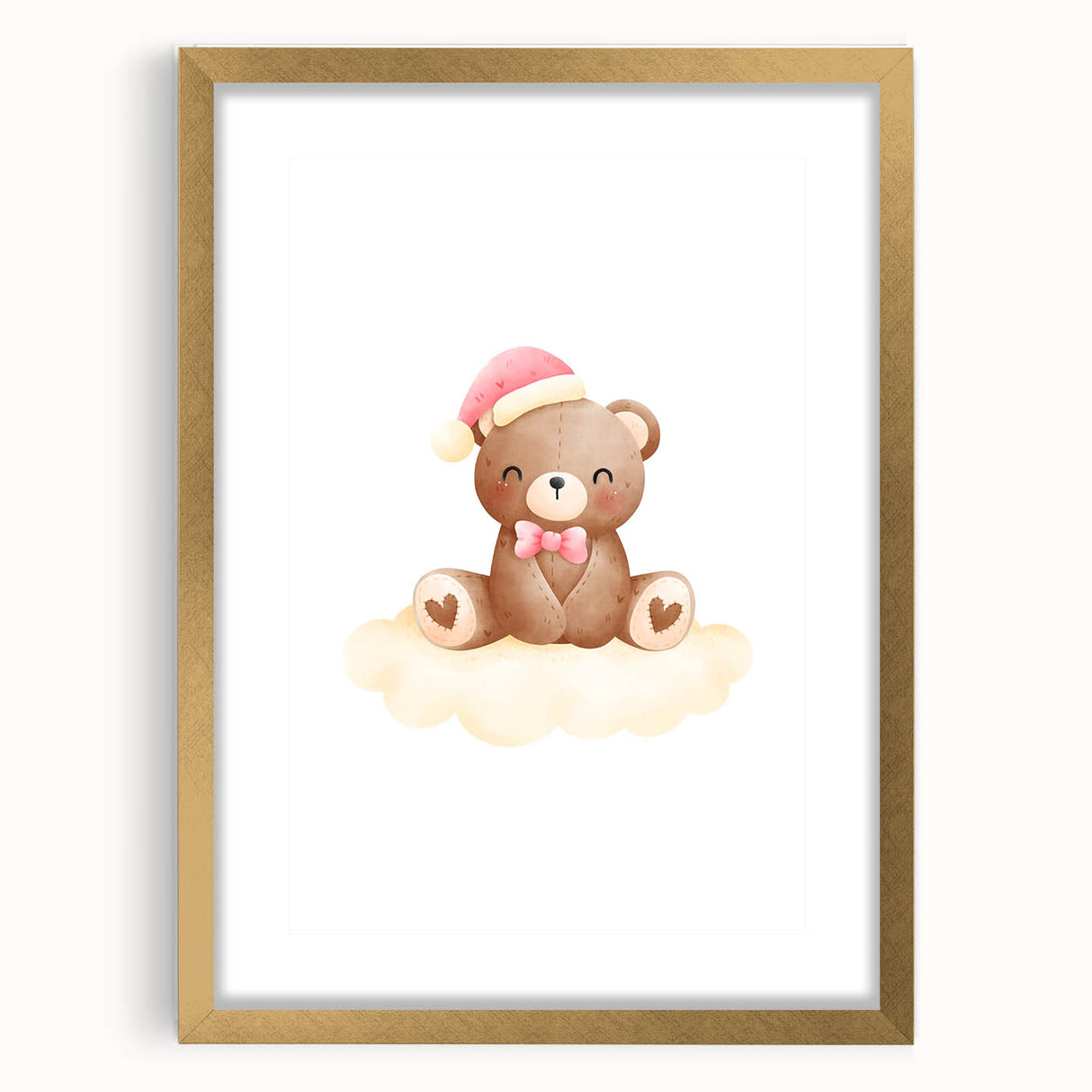 Girls Bedroom Art - Christmas Teddy Bear on Cloud Wall Decor