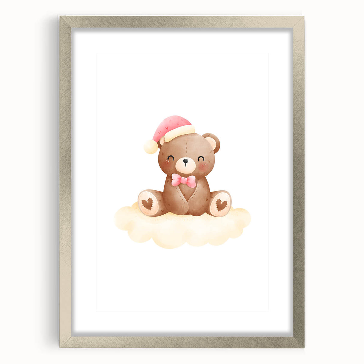 Girls Bedroom Art - Christmas Teddy Bear on Cloud Wall Decor