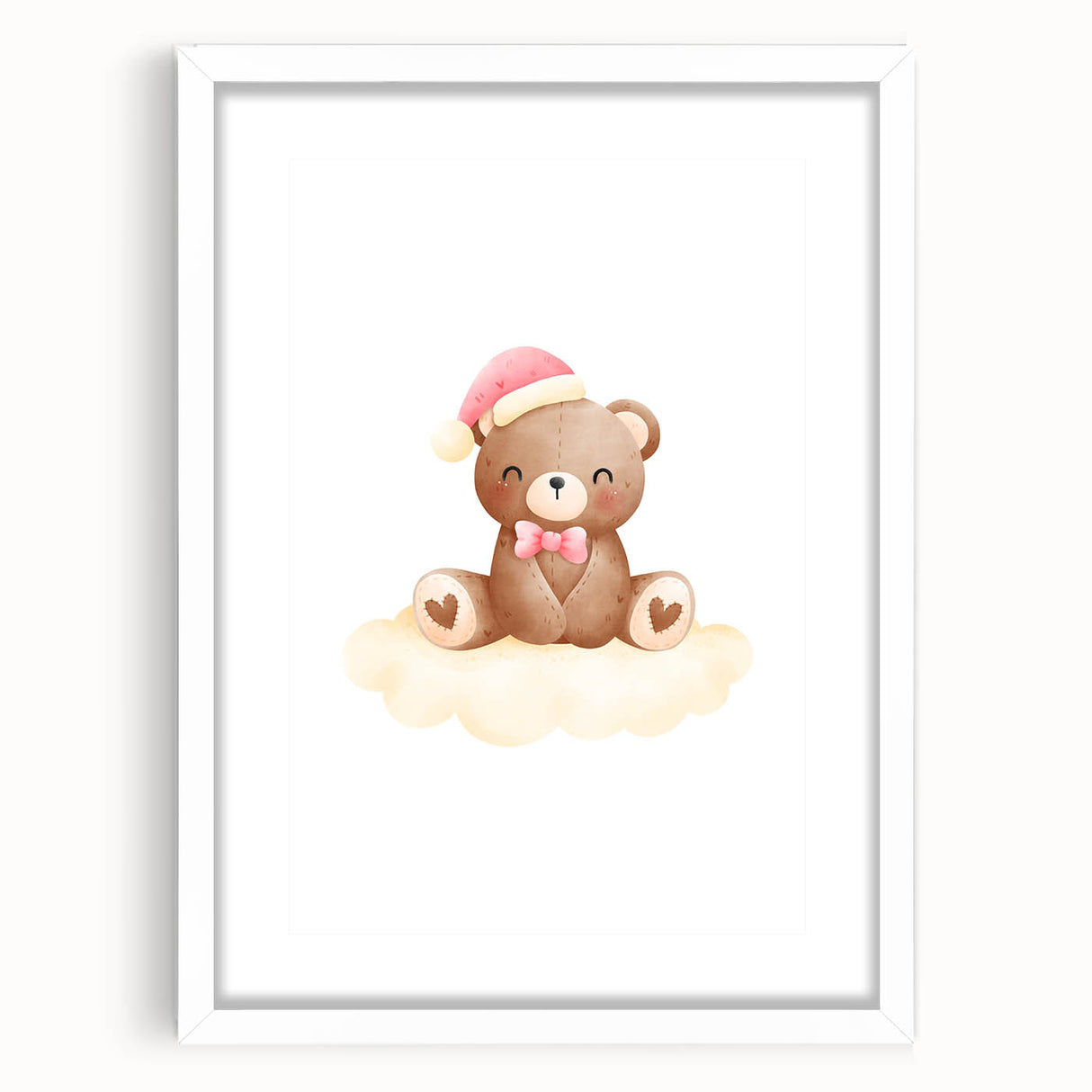 Girls Bedroom Art - Christmas Teddy Bear on Cloud Wall Decor