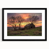 Landscape barn frame in matte black showcasing a rustic design, ideal for home decor or gallery displays, emphasizing its elegant lines and sturdy construction.
